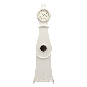 Antique Swedish Mora clock in classic white
