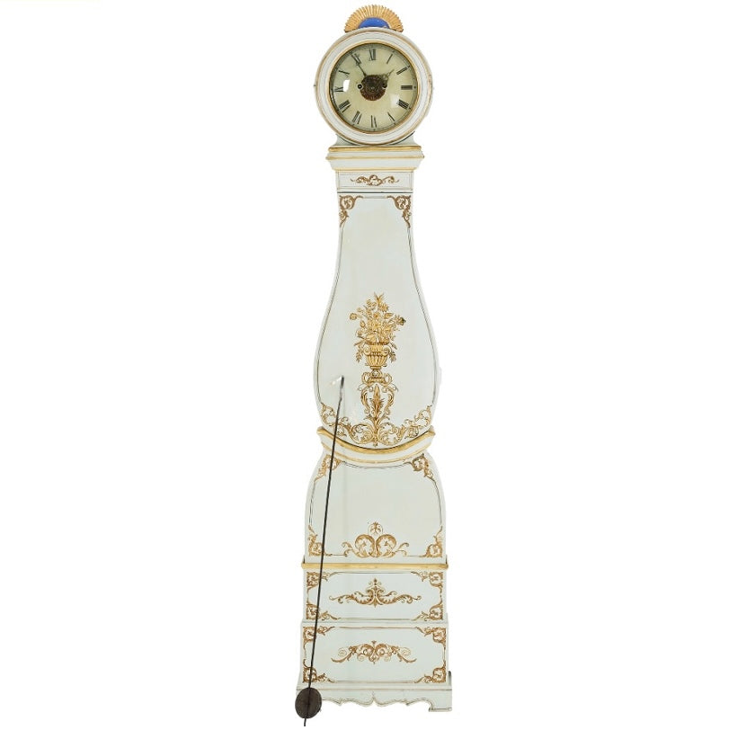 Antique Swedish White & Gold Mora Clock